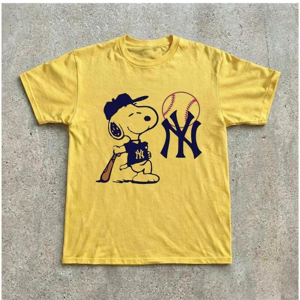 Yellow Snoopy  York Yankees Baseball Tee
